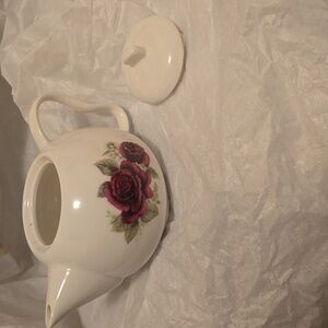 Floral White Teapot with Lid